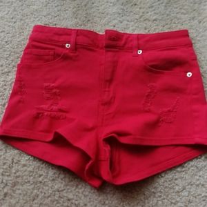 H&M red denim shorts